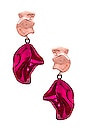 view 1 of 3 Two Tone Fold Mini Earrings in Petal Pink & Fuchsia