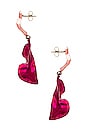 view 2 of 3 Two Tone Fold Mini Earrings in Petal Pink & Fuchsia