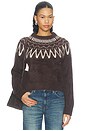 view 1 of 4 SUÉTER CUELLO REDONDO FAIR ISLE CEPILLADO in Mocha