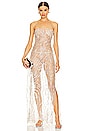 view 1 of 5 Sheer Sequin Strapless Dress in Champagne