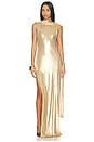 view 2 of 4 Floor Length Reversible Cowl Dress in Gold Metallic