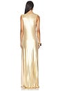 view 4 of 4 Floor Length Reversible Cowl Dress in Gold Metallic