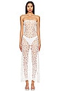 view 1 of 4 Sheer Floral Embroidered Strapless Dress in White