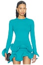 view 1 of 4 Wave Sleeve Bamboo Top in Aqua