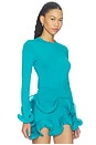 view 2 of 4 Wave Sleeve Bamboo Top in Aqua