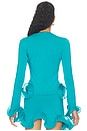 view 4 of 4 Wave Sleeve Bamboo Top in Aqua