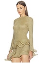 view 2 of 5 Wave Sleeve Bamboo Top in Gold