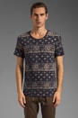 view 1 of 5 Low Crewneck Tee in Navy Slub w/ Bandana Print in Navy Slub & Bandana Print