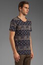view 2 of 5 Low Crewneck Tee in Navy Slub w/ Bandana Print in Navy Slub & Bandana Print