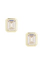 view 1 of 2 Emerald Cut Bezel Stud Earring in Gold