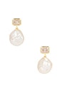 view 1 of 2 Emerald Baguette Cleo Earring in Gold & Pearl