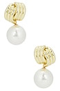 view 1 of 2 PENDIENTES DE LÁGRIMA KNOT in Gold & Pearl