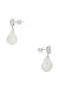 view 2 of 2 Halo Pearl Earring in Silver & Pearl