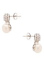 view 2 of 2 Halo Stud Pearl Drop Earring in Silver & Pearl