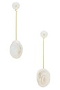 view 1 of 2 Pearl Drop Petunia Earring in Gold & Pearl