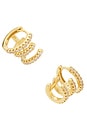 view 1 of 3 Katerina Triple Pave Earring in Gold
