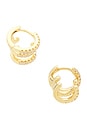 view 2 of 3 Katerina Triple Pave Earring in Gold