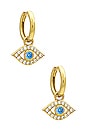 view 1 of 3 Evil Eye Pave Huggie in Gold