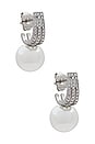 view 1 of 3 Classique Pave Pearl Earring in Silver