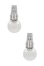 view 3 of 3 Classique Pave Pearl Earring in Silver