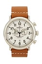 view 1 of 4 Runwell 2 Eye Chrono 47mm Watch Camel Leather Strap in White