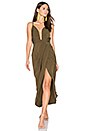 view 1 of 3 Leticia Plunged Wire Draped Maxi Dress in Khaki