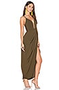 view 2 of 3 Leticia Plunged Wire Draped Maxi Dress in Khaki