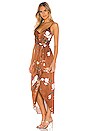view 2 of 3 St Lucia Tie Front Draped Midi Dress in Tan Multi