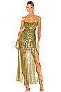 view 1 of 4 Laura Ruched Maxi Dress in Olive & Gold
