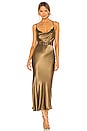 view 1 of 3 Gala Bias Midi Dress With Belt in Warm Olive