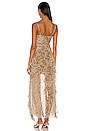 view 3 of 3 Claudette Ruched Frill Midi Dress in Olive & Cream
