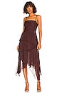 view 1 of 3 Olympia Pin Tuck Frill Midi Dress in Chocolate