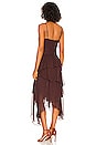 view 3 of 3 Olympia Pin Tuck Frill Midi Dress in Chocolate