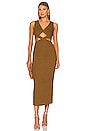 view 1 of 3 Simone V Neck Cut Out Midi Dress in Cumin