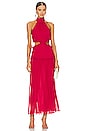 view 1 of 3 Marquis High Neck Cut Out Midi Dress in Roma Red