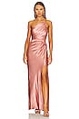 view 1 of 4 La Lune Asymmetrical Gathered Maxi Dress in Antique Rose