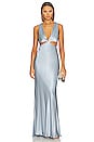 view 1 of 3 La Lune Plunged Cut Out Maxi Dress in Powder Blue