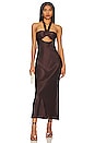 view 1 of 3 Lana Ruched Halter Midi Dress in Cocoa