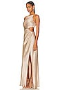 view 3 of 4 La Lune Asymmetrical Gathered Maxi Dress in Gold