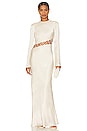 view 1 of 4 Arienzo Asymmetrical Lace Up Maxi Dress in Cream