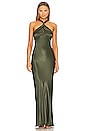view 1 of 3 La Lune High Neck Twist Maxi Dress in Forest