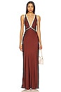 view 1 of 3 Belkis Cross Back Maxi Dress in Chocolate & Ivory