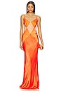 view 1 of 3 Mia Spliced Maxi Dress in Red Orange & Hibiscus