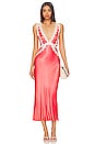 view 1 of 3 Camille Plunged Cross Back Midi Dress in Poppy Red & Ivory
