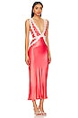 view 2 of 3 Camille Plunged Cross Back Midi Dress in Poppy Red & Ivory