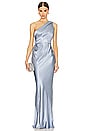 view 1 of 3 La Lune Gathered One Shoulder Maxi Dress in Powder Blue