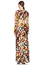 view 3 of 3 Cielo Silk Long Sleeve Lace Up Maxi Dress in Tangerine Multi
