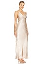 view 2 of 3 La Lune Plunged Open Back Halter Maxi Dress in Gold