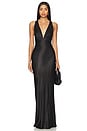 view 1 of 3 La Lune Plunged Cross Back Maxi Dress in Black