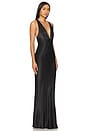 view 2 of 3 La Lune Plunged Cross Back Maxi Dress in Black